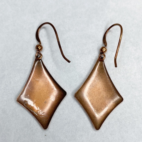 Copper-Tone Kite Shaped Drop Earrings - Picture 2 of 3